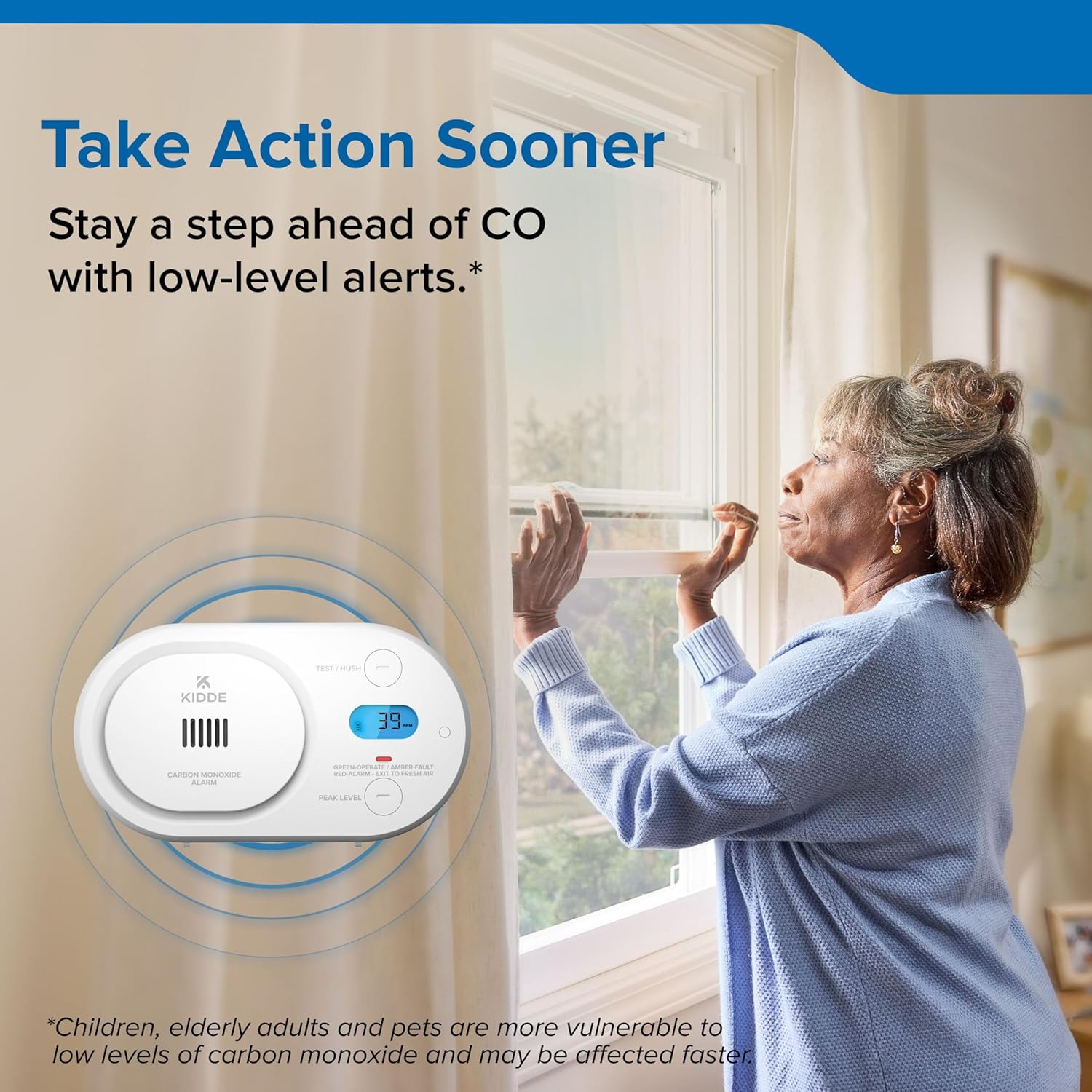 Kidde Carbon Monoxide Detector, AA Battery Powered, 85 dB Alarm, 5th Edition, COBDL
