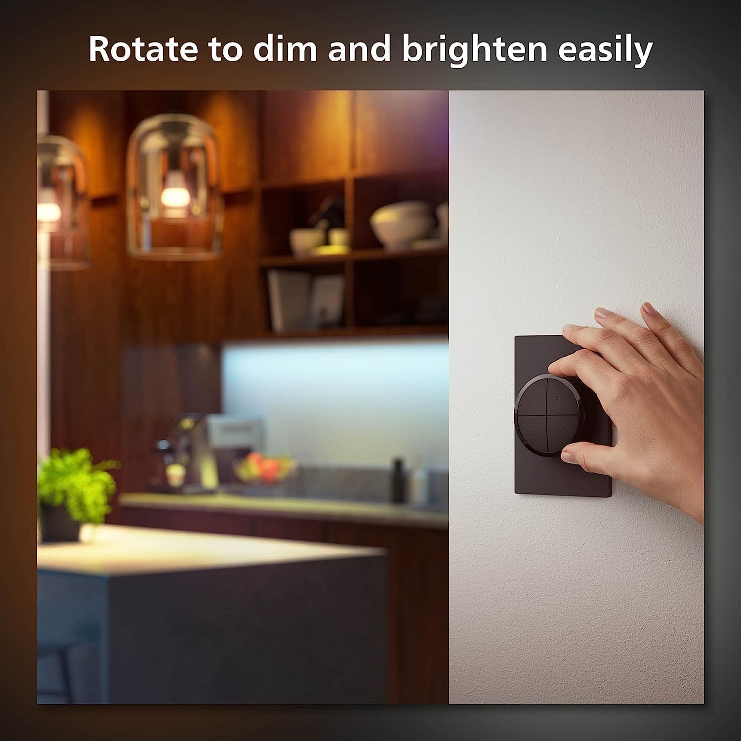 Philips Hue Wall Tap Dial Light Switch, Portable, No-Wire Installation