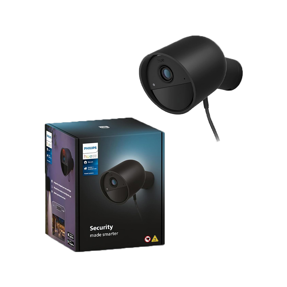 PHILIPS Hue Secure Wired Smart Home Security Camera, Black, Works with Hue App